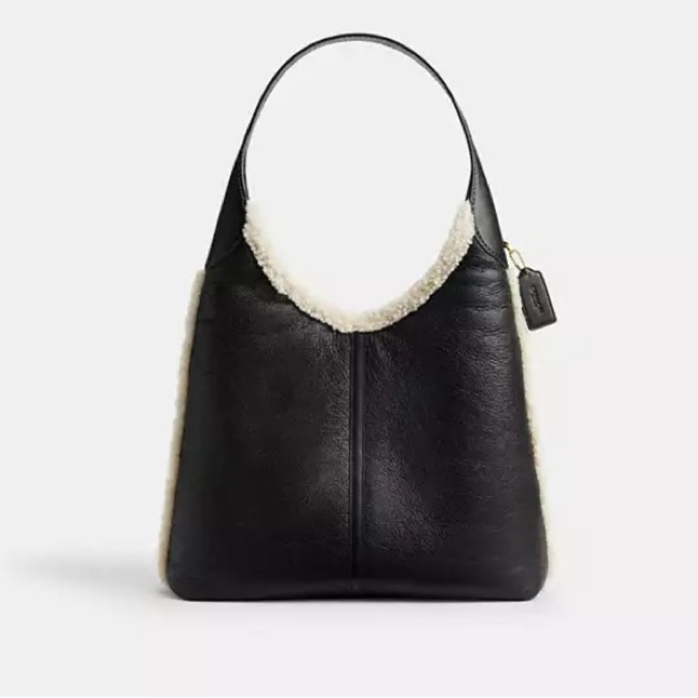 NWT Coach Brooklyn 39 Shoulder Bag in Shearling Black Natural Leather